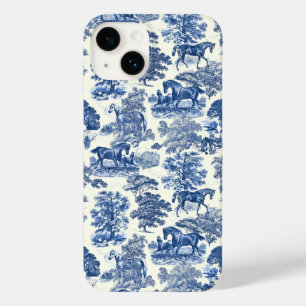 Elegant Vintage Chic Blue Horse Toile Case-Mate iPhone 14 Case