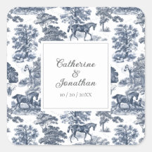 Elegant Vintage Chic Blue Horse Toile Wedding