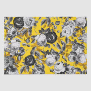 Elegant Vintage Chic Copper Roses on Yellow Tissue Paper