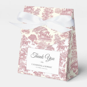 Elegant Vintage Chic Pink Horse Toile Wedding Favour Box
