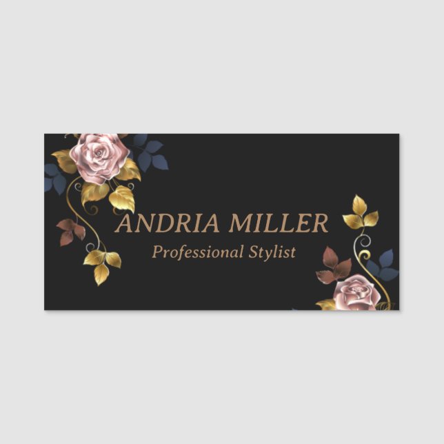 Elegant Vintage Chic Professional  Name Tag (Front)