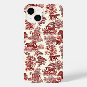 Elegant Vintage Chic Red White Horse Toile Case-Mate iPhone 14 Case