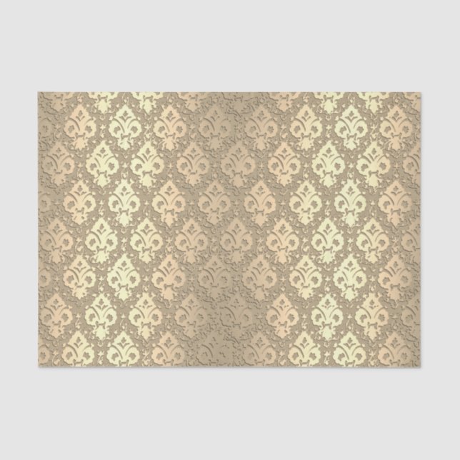 Elegant Vintage Chic Rose Gold Damask Tissue Paper (Front)