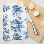Elegant Vintage China Blue Roses Tea Towel<br><div class="desc">Elegant and chic rows of romantic painterly china blue vintage roses and foliage on clean white background.</div>