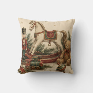Elegant Vintage Christmas , Antique Toy Soldier Cushion