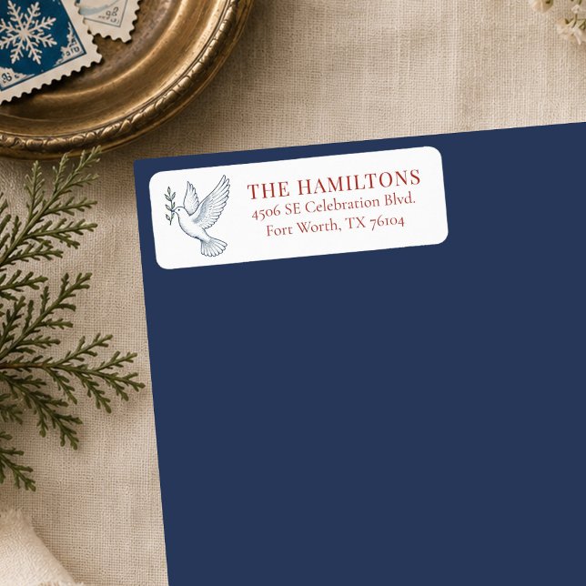 Elegant Vintage Christmas Dove (An elegant vintage Christmas dove address label)