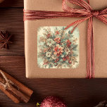 Elegant Vintage Christmas Flowers  Square Sticker<br><div class="desc">An elegant vintage Christmas sticker featuring a charming arrangement of flowers,  perfect for adding a touch of nostalgia to your holiday decor. With its timeless design,  this sticker captures the warmth and elegance of a classic Christmas season,  making it a wonderful keepsake or thoughtful gift for a vintage enthusiast.</div>