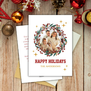 Elegant Vintage Christmas Holiday Photo Message Card
