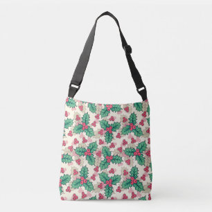 Elegant Vintage Christmas Holly Floral Pattern Crossbody Bag