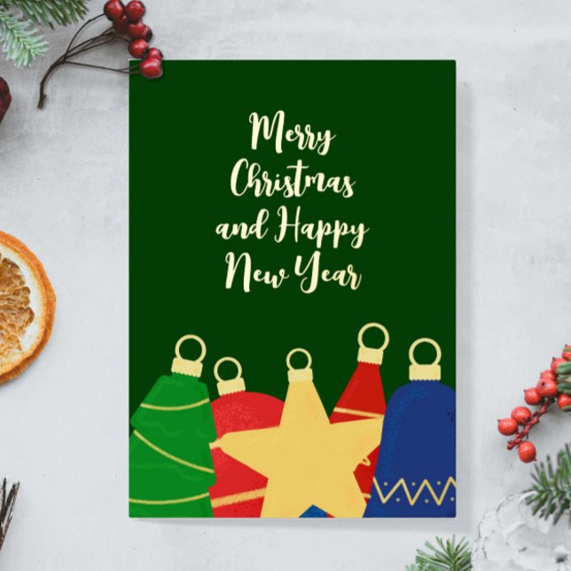 Elegant Vintage Christmas ornaments (Retro Christmas ornaments custom card with your photo and real foil letters. Personalize it!)