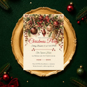 Elegant Vintage Christmas Party Invitation