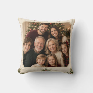 Elegant Vintage Christmas Photo, Retro Frame style Cushion
