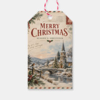 Elegant Vintage Christmas , Retro Postcard style