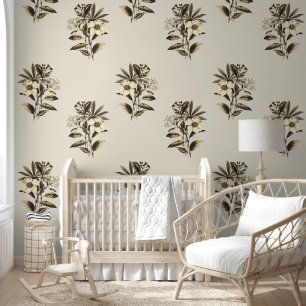 Elegant Vintage Christmas Rose Beige Floral Wallpaper