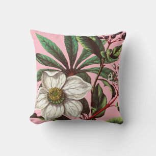 Elegant Vintage Christmas Rose Flower Pink Cushion