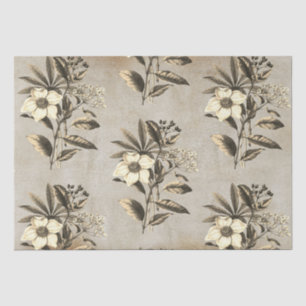 Elegant Vintage Christmas Roses Beige Kraft Tissue Paper