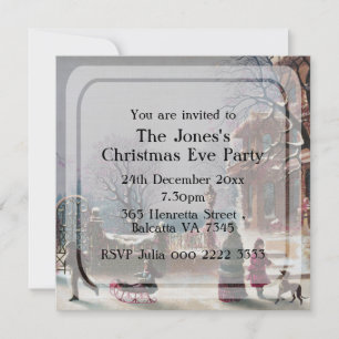 Elegant Vintage Christmas scene Party Invitations