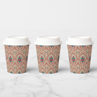 Elegant Vintage Christmas Whimsical Pattern Paper Cups