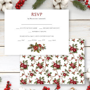 Elegant Vintage Christmas Winter Floral RSVP Card