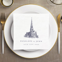Elegant Vintage Church Illustration Wedding