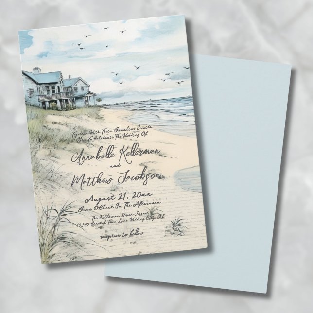 Elegant Vintage Coastal Beach Wedding Invitation (Elegant Vintage Coastal Beach Wedding Invitation)