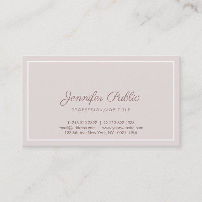 Elegant Vintage Colour Professional Simple Plain Business Card (Front)
