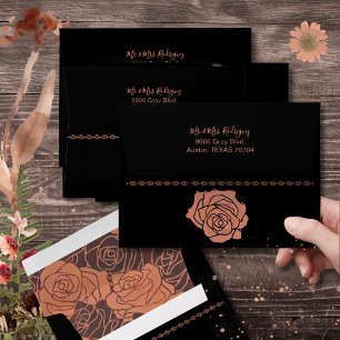 Elegant Vintage Copper Rose Quinceañera Address Envelope