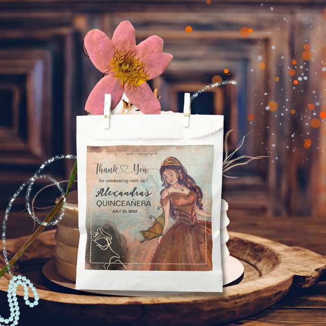 Elegant Vintage Copper Rose Quinceañera Favour Bag (Elegant Vintage Copper Rose Quinceañera Favor Bag)