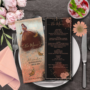 Elegant Vintage Copper Rose Quinceañera Menu