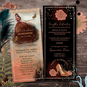 Elegant Vintage Copper Rose Quinceañera Program Programme