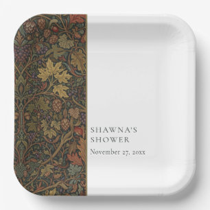 Elegant Vintage Cottage Botanical Fall Shower Paper Plate