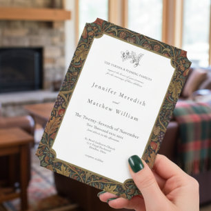 Elegant Vintage Cottage Botanical Fall Wedding Invitation