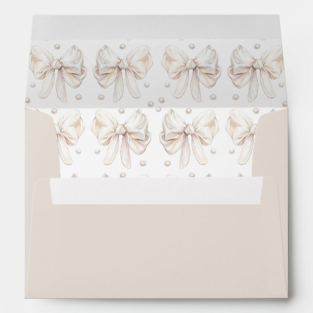 Elegant Vintage Cream Bow Bridal Shower Envelope (Back (Bottom))
