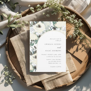 Elegant Vintage Cream Floral Arch Wedding Invitation