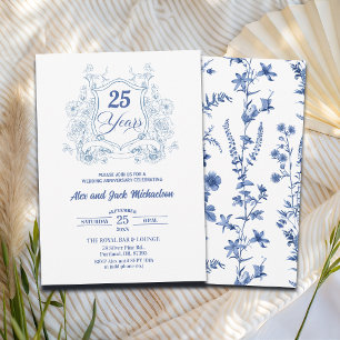 Elegant Vintage Crest 25th Wedding Anniversary Invitation