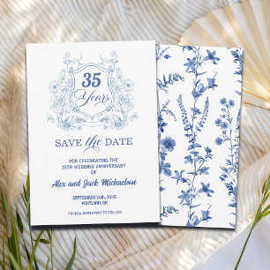 Elegant Vintage Crest 35th Wedding Anniversary Save The Date
