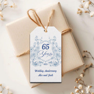 Elegant Vintage Crest 65th Wedding Anniversary Gift Tags