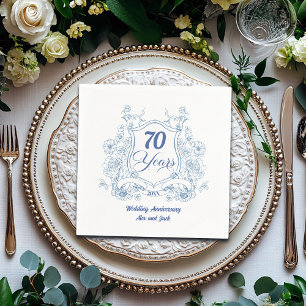 Elegant Vintage Crest 70th Wedding Anniversary Napkin
