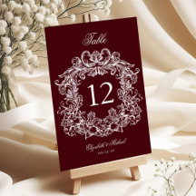 Elegant Vintage Crest Burgundy Wedding