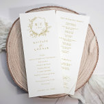 Elegant Vintage Crest Gold Classic Wedding Programme<br><div class="desc">These elegant wedding programs in white and gold feature graceful calligraphy script and a refined vintage design with your wedding crest or logo on the front. Inside, the order of service is beautifully arranged with space for your wedding party and a short thank-you note. Perfect for couples seeking classic, gold...</div>