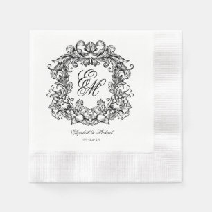 Elegant Vintage Crest Monogram Wedding Napkin