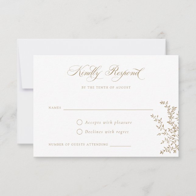 Elegant Vintage Crest Monogram Wedding RSVP Card (Front)
