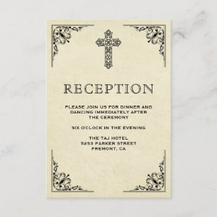 Elegant Vintage Cross Christian Wedding Reception Enclosure Card