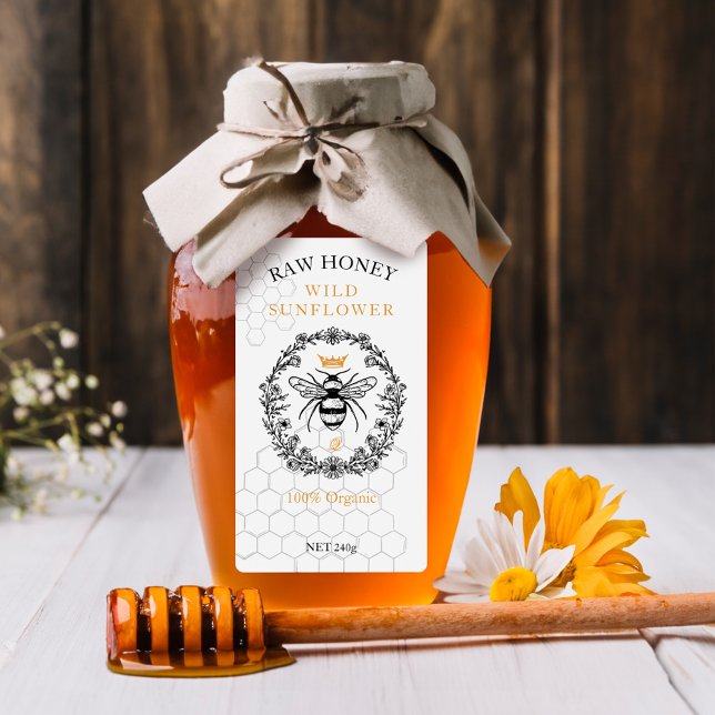 Elegant Vintage Crown Queen Bee Honey Jar Label (Elegant Vintage Crown Queen Bee Honey Jar Label)