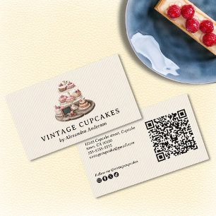 Elegant Vintage Cupcake Business Card