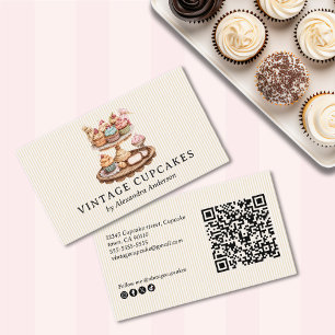 Elegant Vintage Cupcake Pastry  Business Card