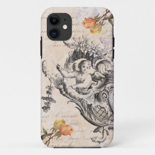 Elegant Vintage Cupid, Roses and Baroque Swirls Case-Mate iPhone Case