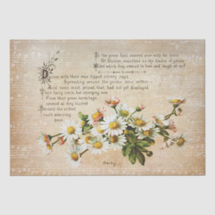 Elegant Vintage Daisy Poetry of Flowers Tissue Paper