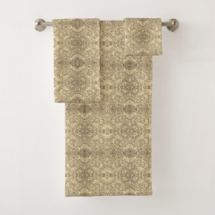 Elegant vintage damask pattern bath towel set