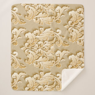 Elegant Vintage Damask Pattern Texture Sherpa Blanket
